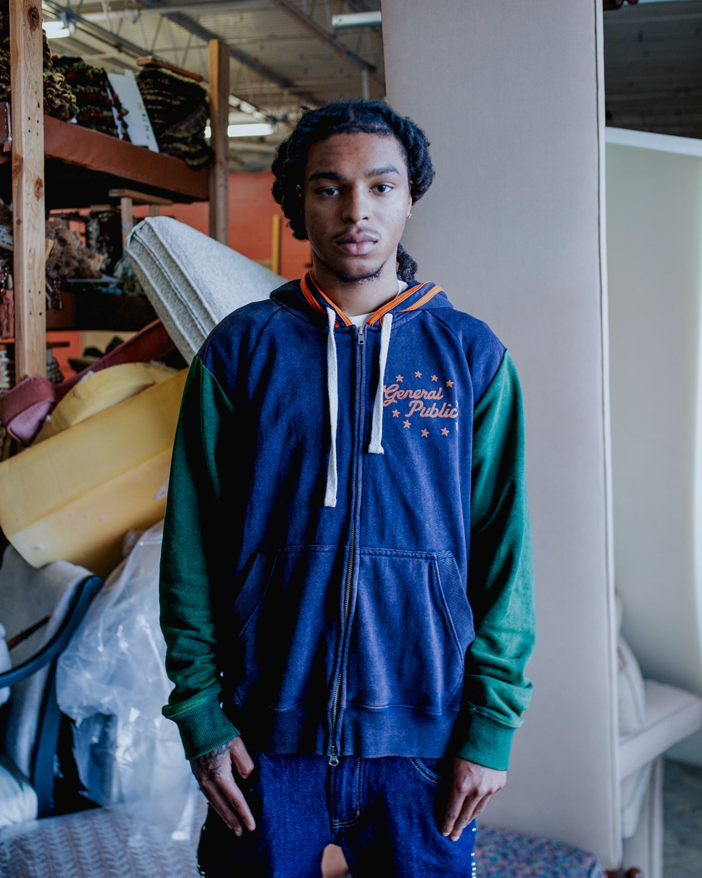 VARSITY ZIP UP “NAVY/GREEN”