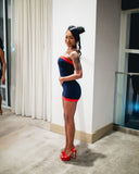 TUBE DRESS “NAVY/RED”
