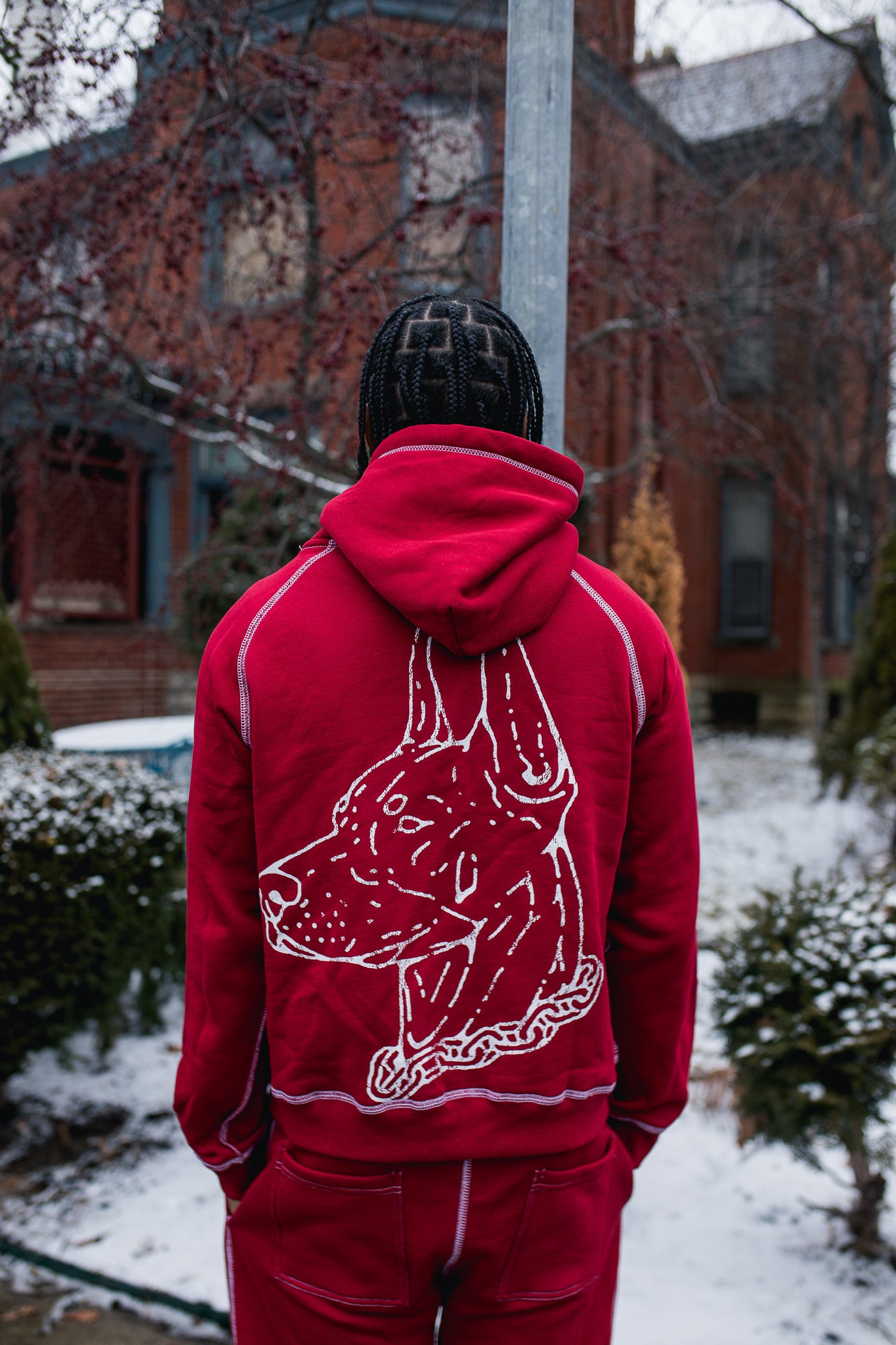 UNIVERSITY CROSS STITCH ZIPUP “RED”