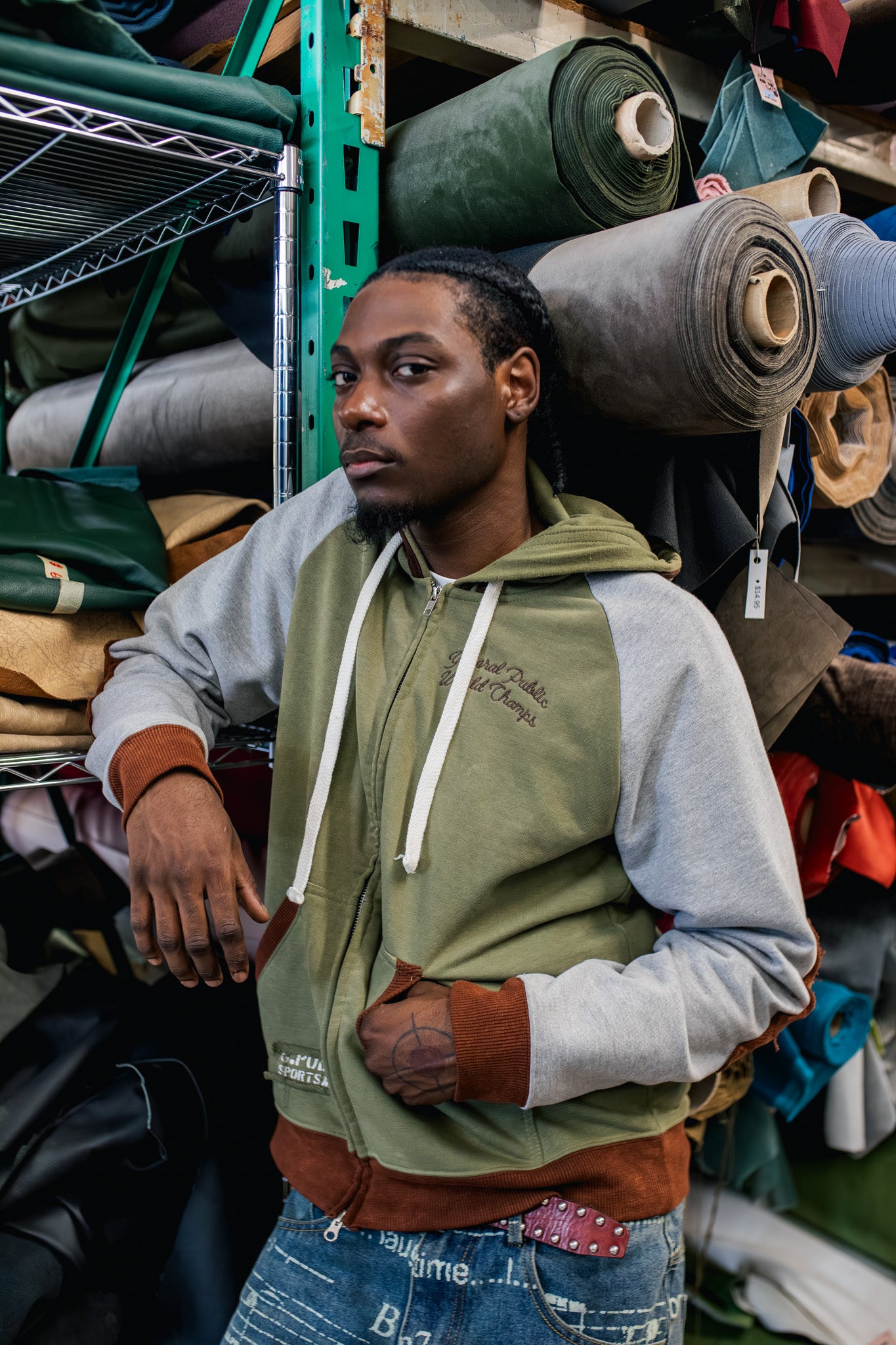 VARSITY ZIP UP “GREY/GREEN”